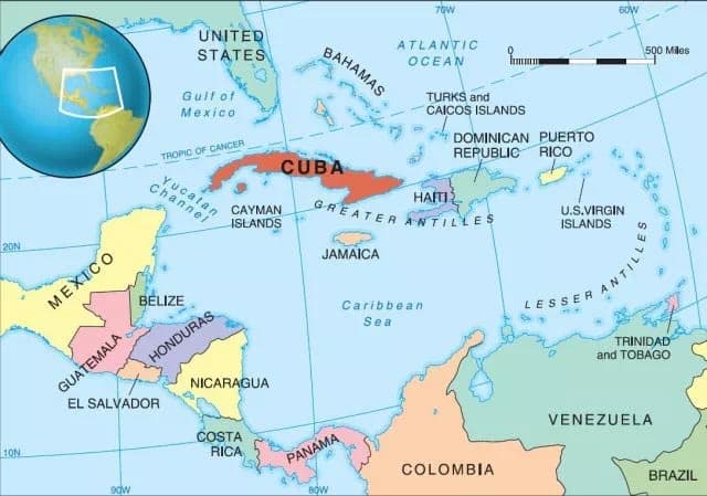 Dünya Haritası Üzerinde Küba