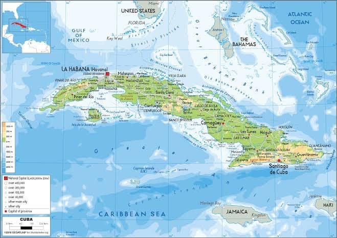 Küba Coğrafi Haritası