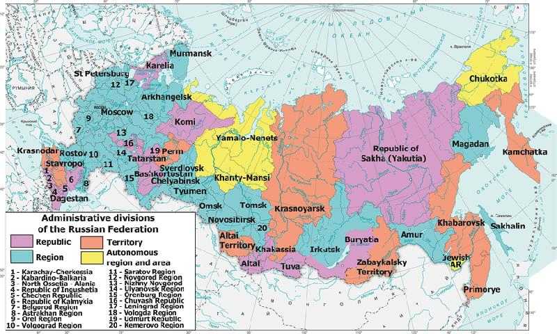 Rusya Eyalet Haritası Nasıldır?